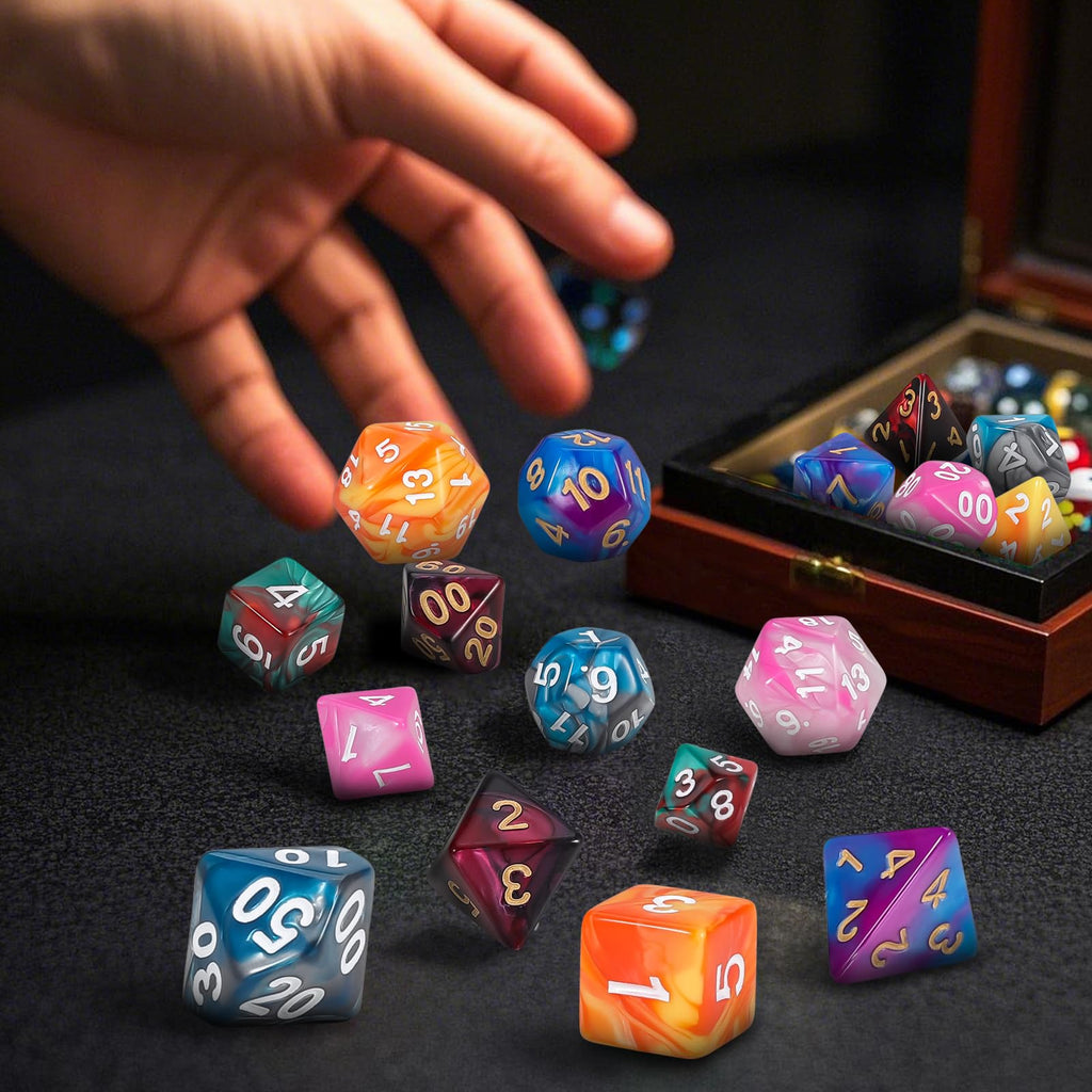 QMay DND Dice Sets (42 Pieces) – 6 Polyhedral Dice Sets with Drawstring Bags for RPG, MTG, D&D