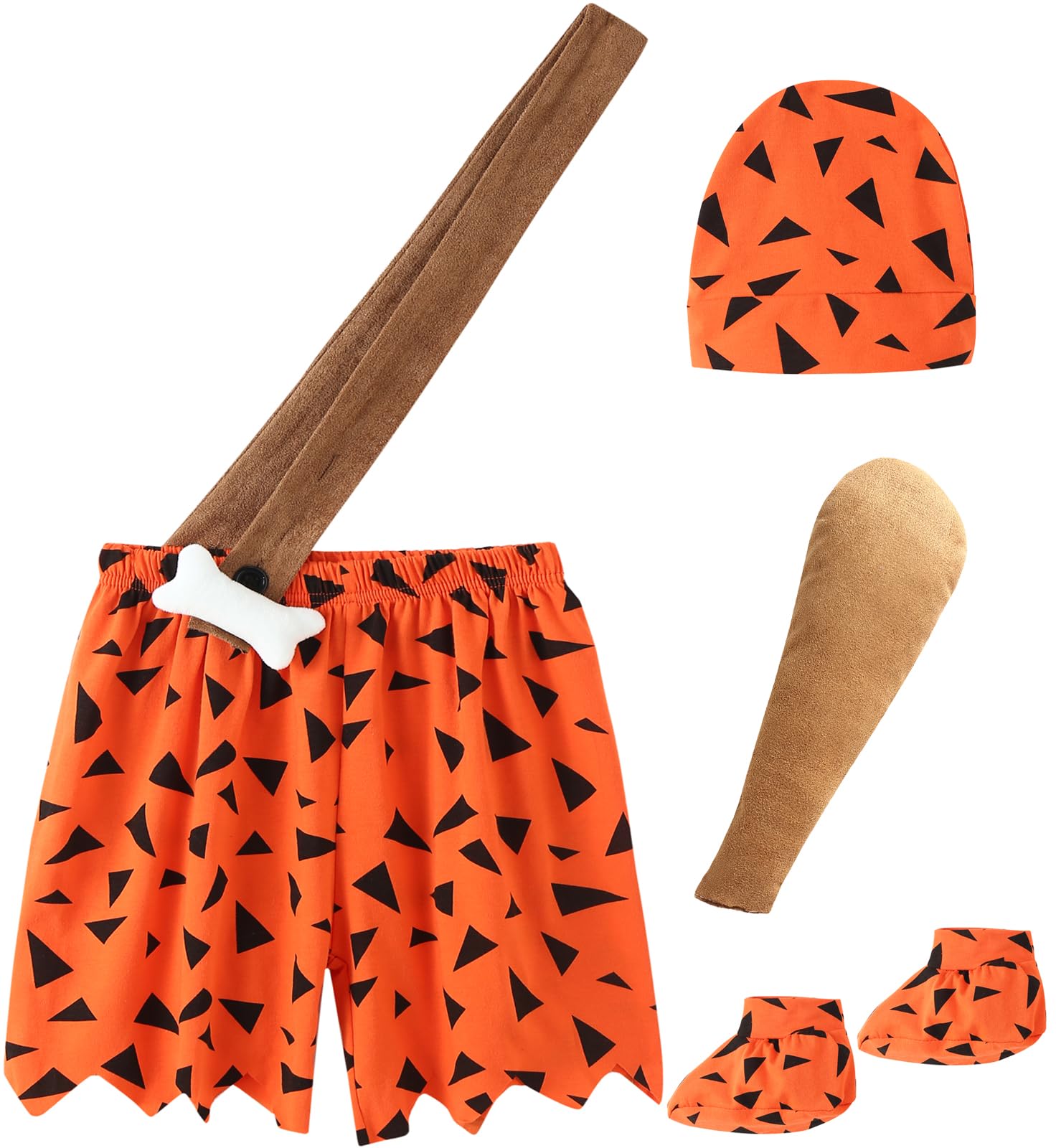 qnprt Baby Boy Caveman Halloween Costume Set with Hat & Socks for Family Theme