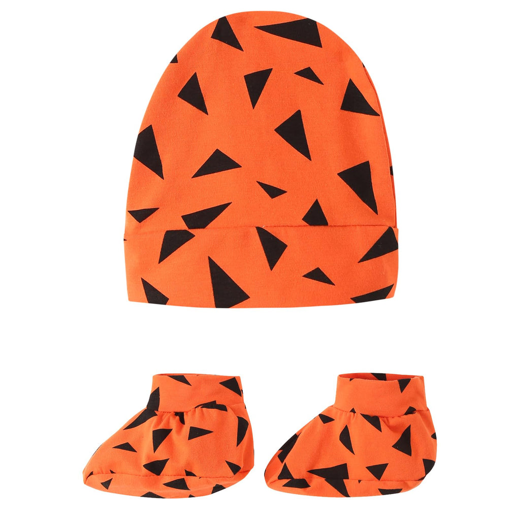 qnprt Baby Boy Caveman Halloween Costume Set with Hat & Socks for Family Theme
