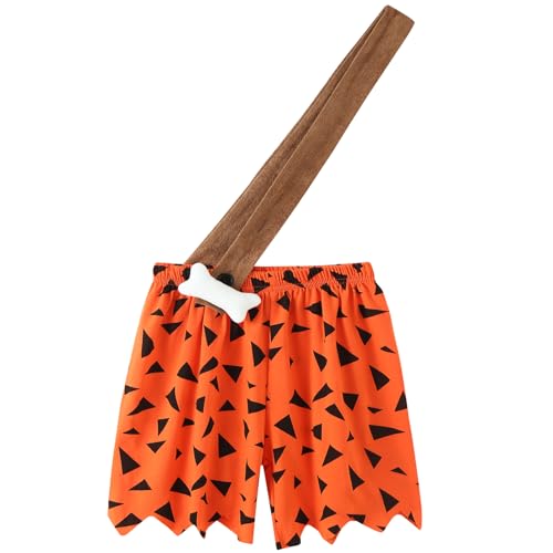 qnprt Baby Boy Caveman Halloween Costume Set with Hat & Socks for Family Theme