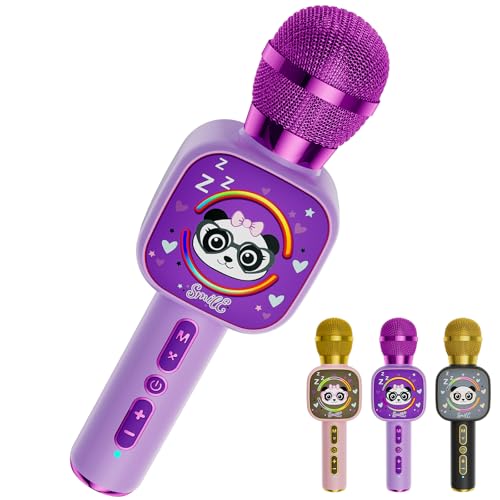 Qnxoat r Kids Karaoke Microphone - Portable Bluetooth Speaker with LED, TWS Duet, Voice Changer