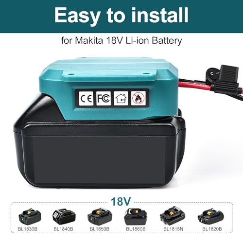 QSDXNYDC Power Wheel Battery Adapter for Makita 18V LXT Batteries with Fuse & Switch, 14 AWG Wire for DIY Toys, Robotics, RC Car & Truck