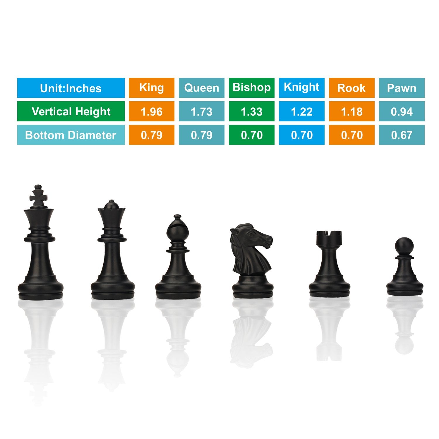 QuadPro Magnetic Plastic Chess Pieces Replacement Set – 1.96" King, 32 Pieces with Storage Bag
