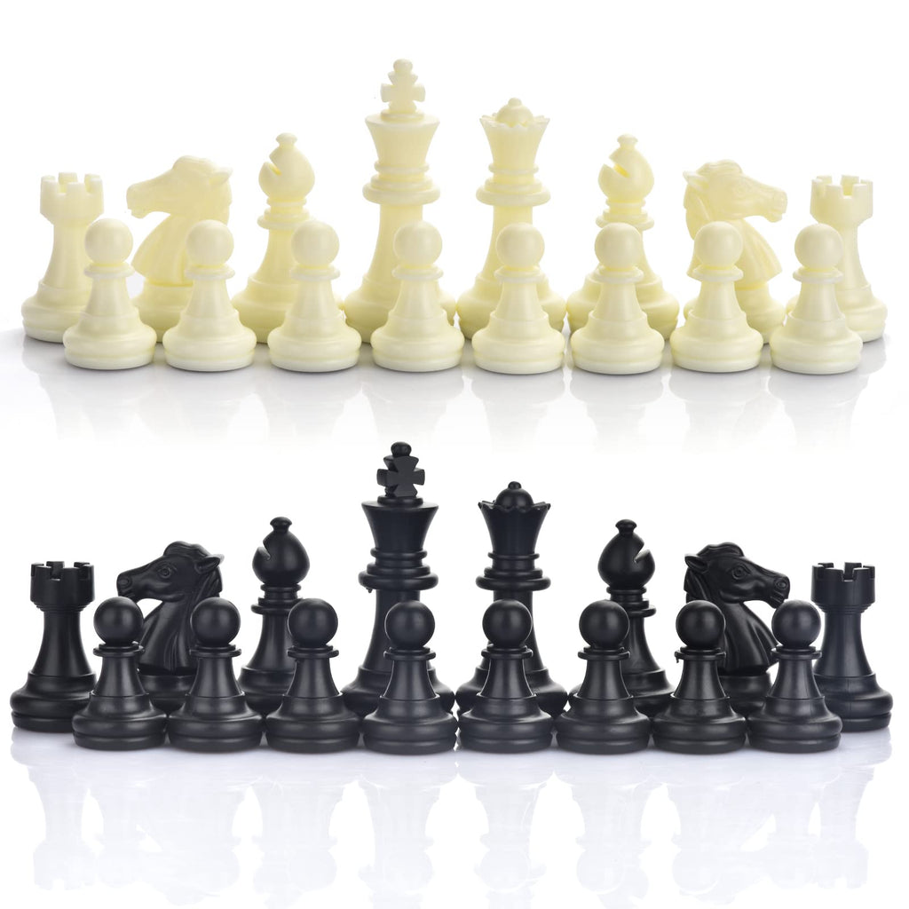 QuadPro Magnetic Plastic Chess Pieces Replacement Set – 1.96" King, 32 Pieces with Storage Bag