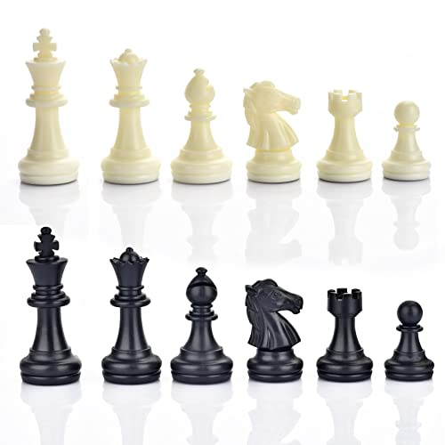 QuadPro Magnetic Plastic Chess Pieces Replacement Set – 1.96" King, 32 Pieces with Storage Bag