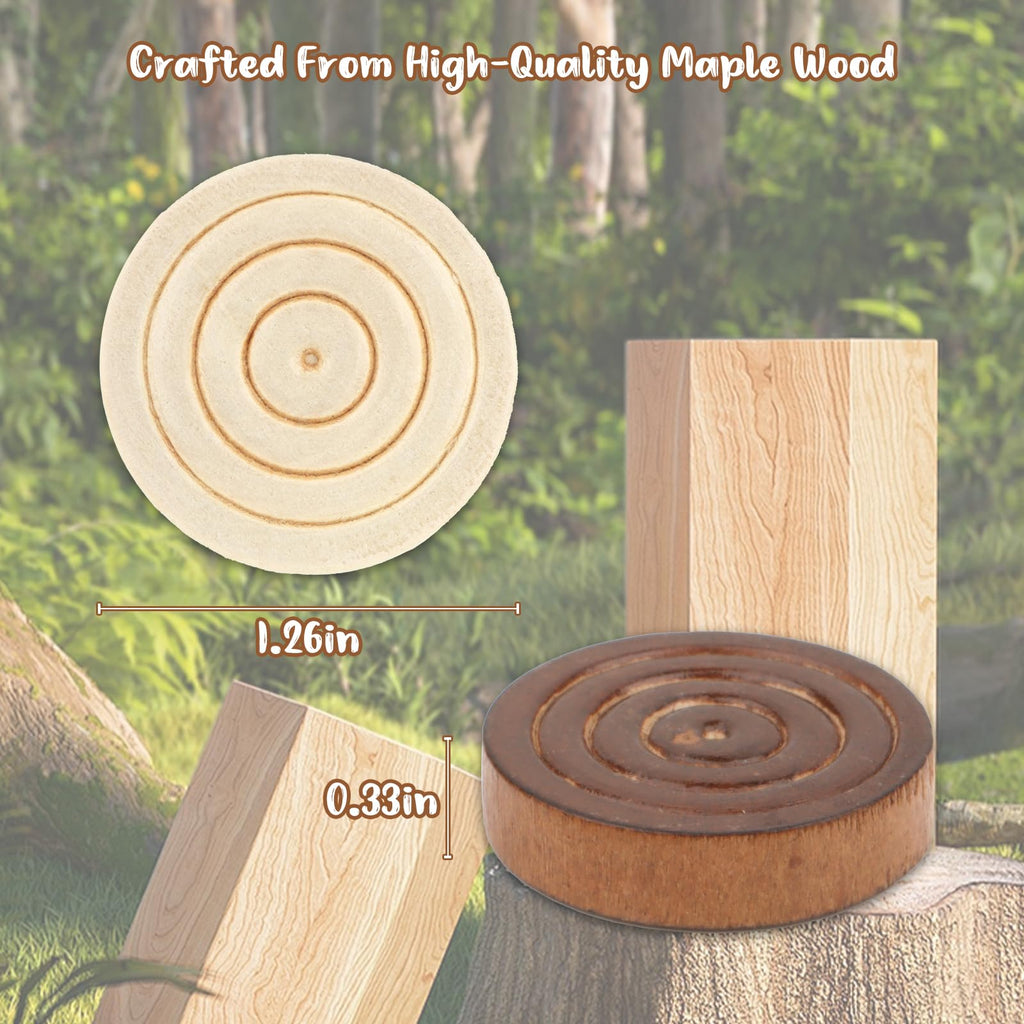 QuadPro Wooden Checkers Pieces – 24 Maple Wood Spare Pieces with Felt Bottoms and Storage Bag