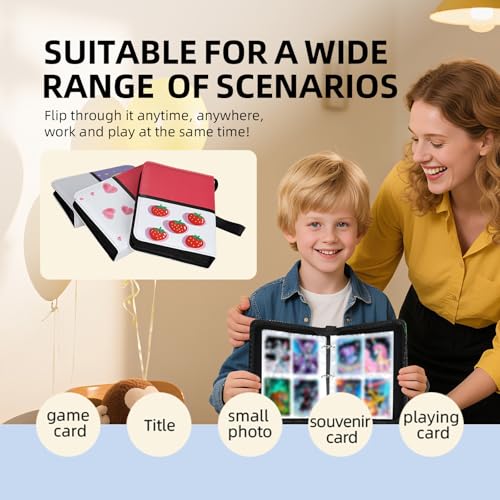 Quazextr 4-Pocket Trading Card Binder – Holds 400 Cards, PU Leather, Zip Closure (Purple White)