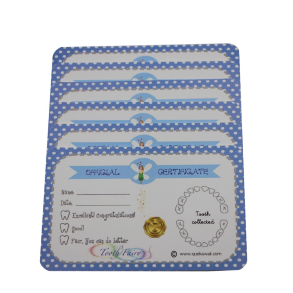 Qué Kawaii Wooden Tooth Fairy Door – Glow in the Dark, Paintable & Customizable Kit with Stairs, Crochet Bag, Stars, Mushrooms & 6 Certificates