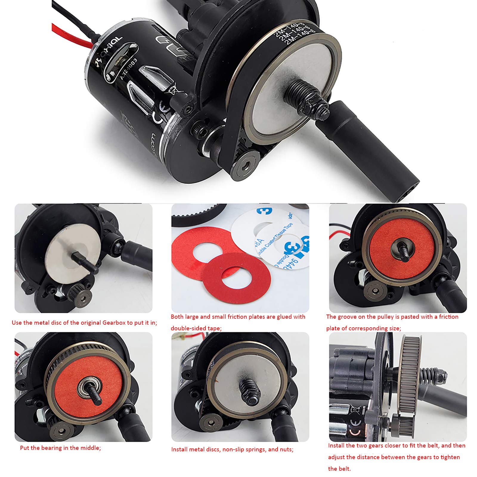 Que-T Metal Belt Drive Transmission Gears for Axial SCX10 90046 (3.17mm Motor Gear)