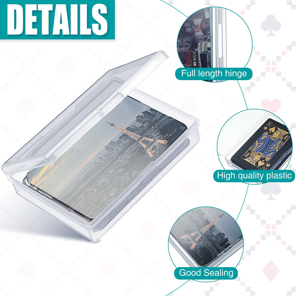 Queekay 10-Pack Clear Plastic Playing Card Cases – Durable Storage Boxes for Standard Cards, 3.8x2.7x0.8 Inch