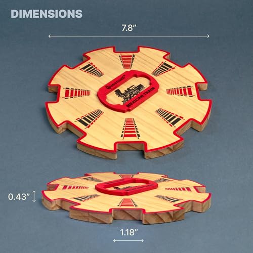 Queensell Wooden Mexican Train Hub – 7.8x7.8x0.5-Inch Wooden Centerpiece for Domino Games