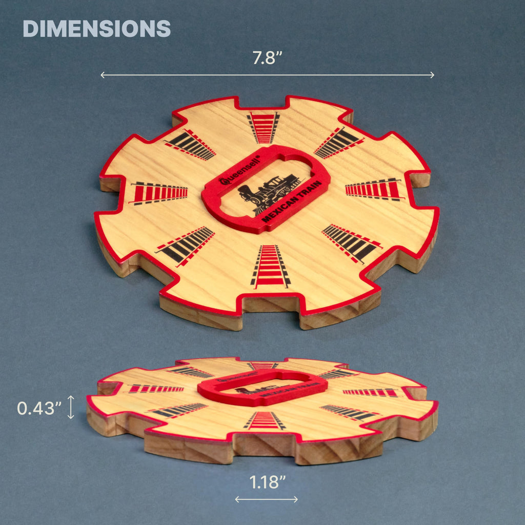Queensell Wooden Mexican Train Hub – 7.8x7.8x0.5-Inch Wooden Centerpiece for Domino Games