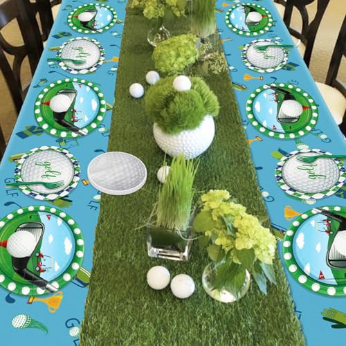 QUERICKY Golf Party Supplies for 20 Guests – Disposable Tableware Set with Plates, Napkins, Forks & Tablecloth