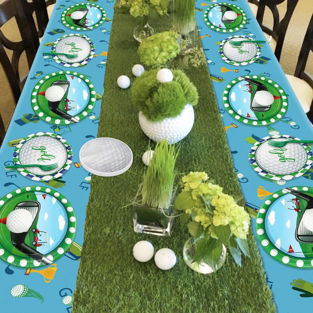 QUERICKY Golf Party Supplies for 20 Guests – Disposable Tableware Set with Plates, Napkins, Forks & Tablecloth