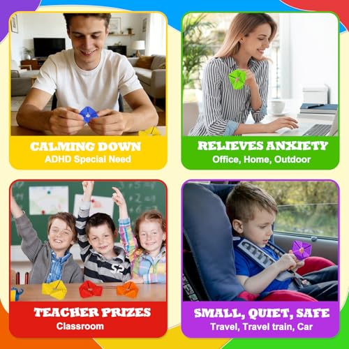 Quiet Fidget Toys for Kids 6-Pack: Sensory Flip Cubes for ADHD, Stress Relief, and Focus – Food-Grade Silicone, Patented Design