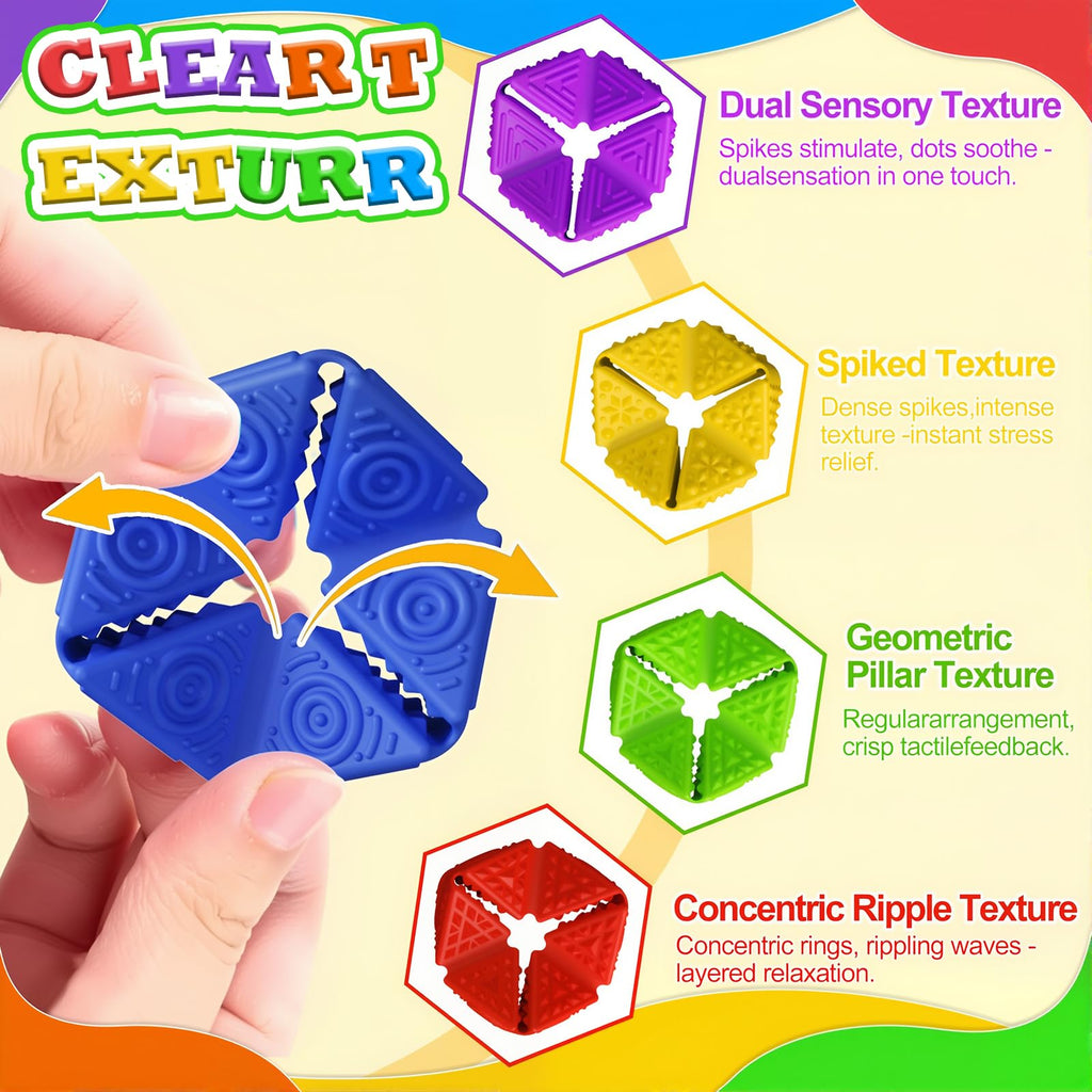 Quiet Fidget Toys for Kids 6-Pack: Sensory Flip Cubes for ADHD, Stress Relief, and Focus – Food-Grade Silicone, Patented Design