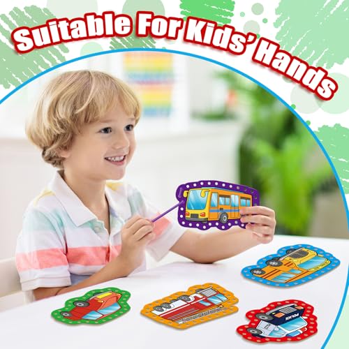 Quilinz Lacing Cards for Kids – Vehicle-Themed Fine Motor Toy Set with 9 Cards & 9 Laces