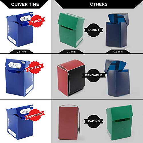 Quiver Time Blue TCG Deck Box & Sleeves Bundle – 100+ Capacity, 2 Dividers, 100 Artemis Blue Sleeves