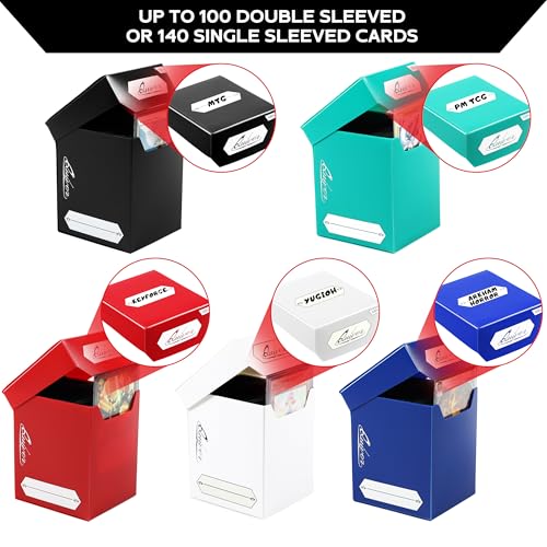 Quiver Time Blue TCG Deck Box & Sleeves Bundle – 100+ Capacity, 2 Dividers, 100 Artemis Blue Sleeves