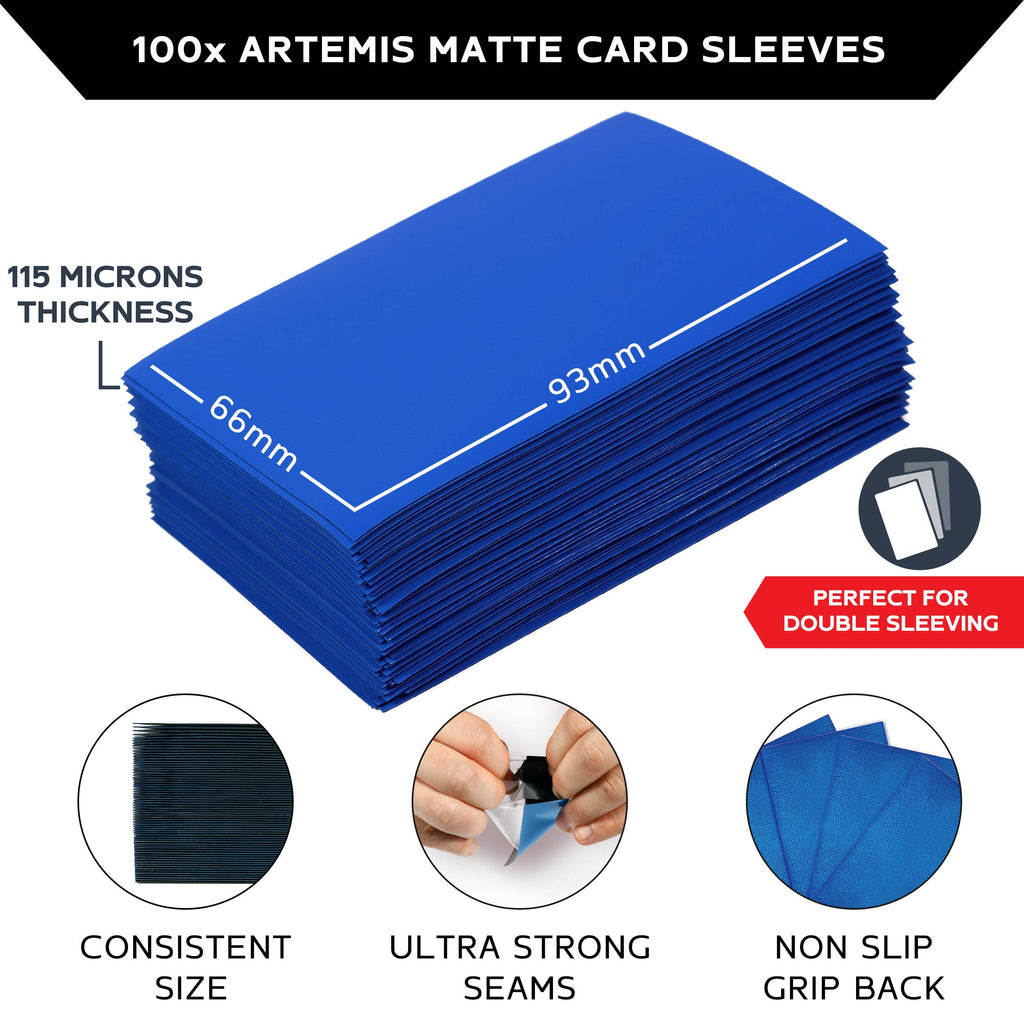 Quiver Time Blue TCG Deck Box & Sleeves Bundle – 100+ Capacity, 2 Dividers, 100 Artemis Blue Sleeves