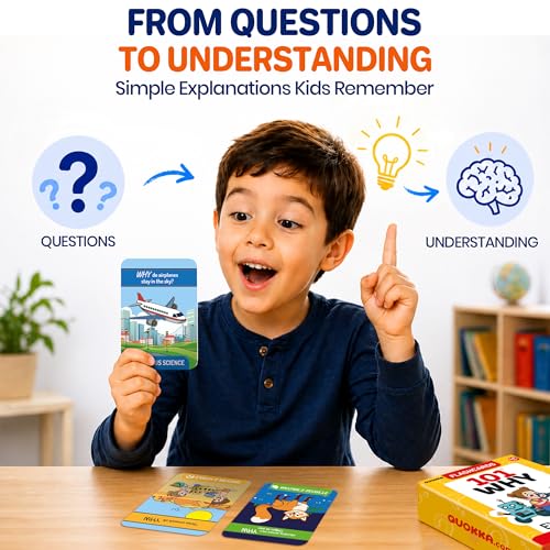 QUOKKA 101 WHY Card Games for Kids Ages 4-8 – Flash Cards with Simple Explanations & Fun Facts – Educational Games About Science, Nature, Space, Body Topics – Family and Classroom Activity