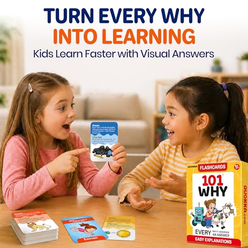 QUOKKA 101 WHY Card Games for Kids Ages 4-8 – Flash Cards with Simple Explanations & Fun Facts – Educational Games About Science, Nature, Space, Body Topics – Family and Classroom Activity