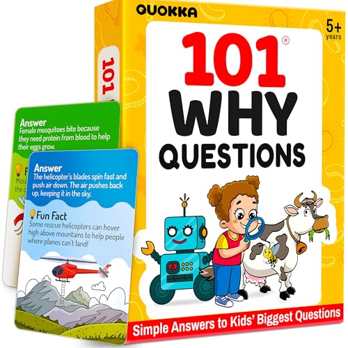 QUOKKA 101 WHY Card Games for Kids Ages 4-8 – Flash Cards with Simple Explanations & Fun Facts – Educational Games About Science, Nature, Space, Body Topics – Family and Classroom Activity