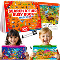 QUOKKA Busy Book for Toddlers 3-5 – Wildlife Search and Find Activity Book with 640+ Hidden Objects, Reusable Dry Erase Workbook