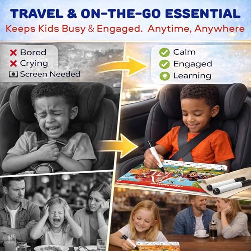 QUOKKA Busy Book for Toddlers 3-5 – Wildlife Search and Find Activity Book with 640+ Hidden Objects, Reusable Dry Erase Workbook