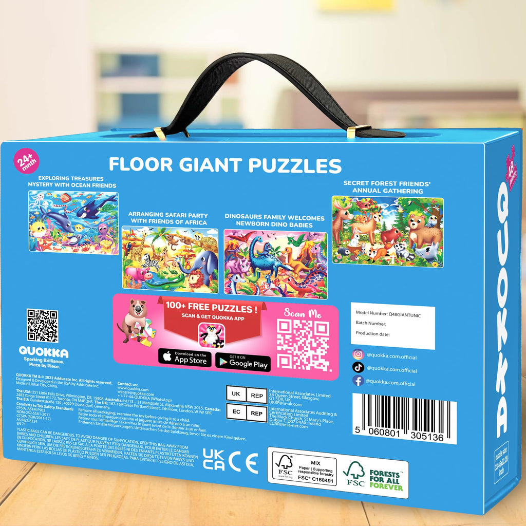 QUOKKA Giant Floor Puzzles for Kids Ages 4-6 – 48-Piece Unicorn Puzzle, 2x3 Feet, Extra-Thick Pieces, Premium Box with Handle & Magnetic Closure