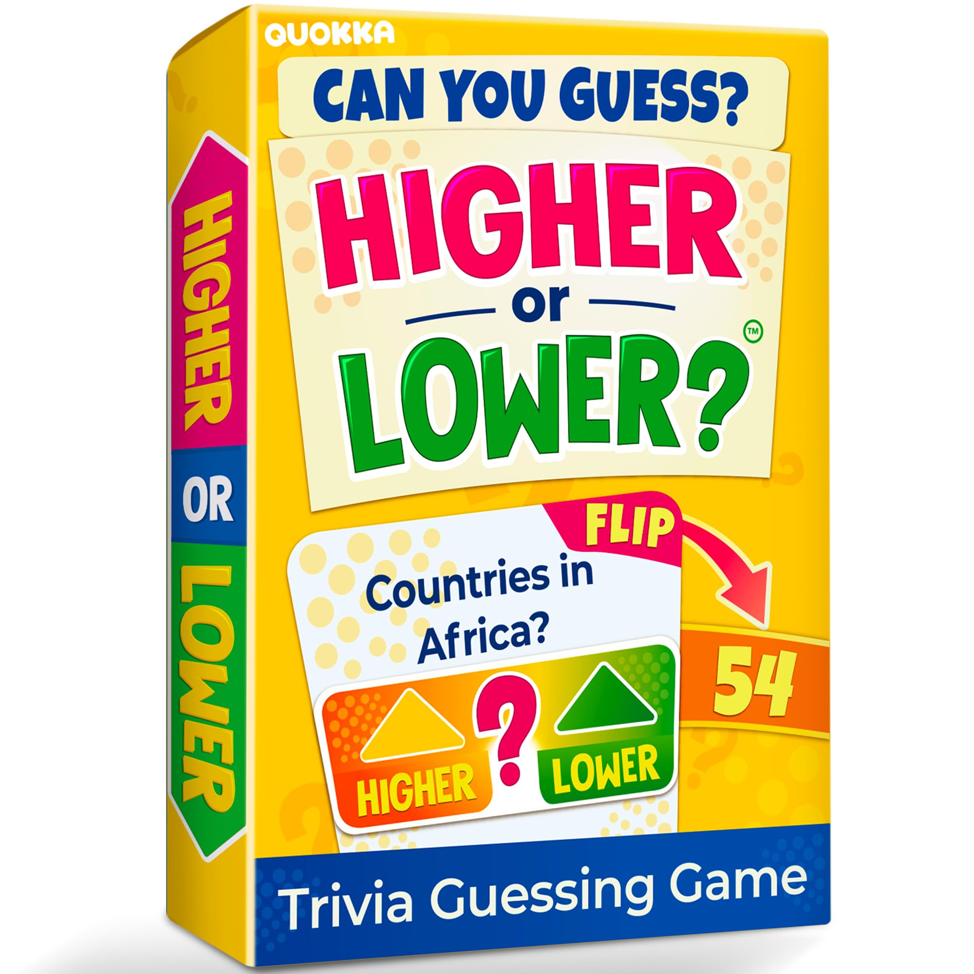 QUOKKA Higher or Lower Trivia Card Game – 500+ Questions for Family Game Night