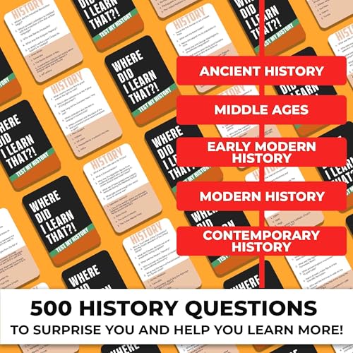 QUOKKA History Trivia Card Game: 500 Questions for Adults, Teens & Family Game Night
