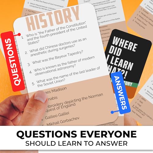 QUOKKA History Trivia Card Game: 500 Questions for Adults, Teens & Family Game Night