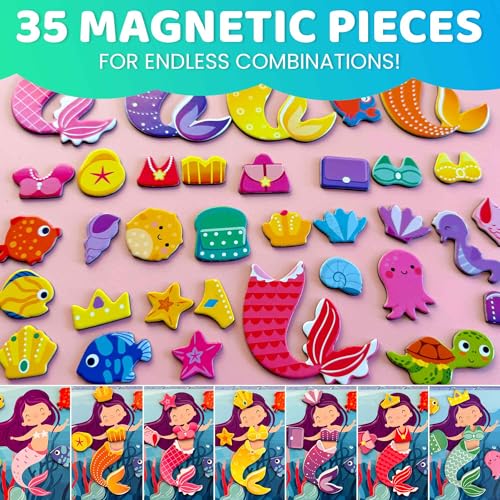 QUOKKA Magnetic Dress-Up Dolls – 35-Piece Creative Play Set for Travel, Storytelling, and Endless Outfits