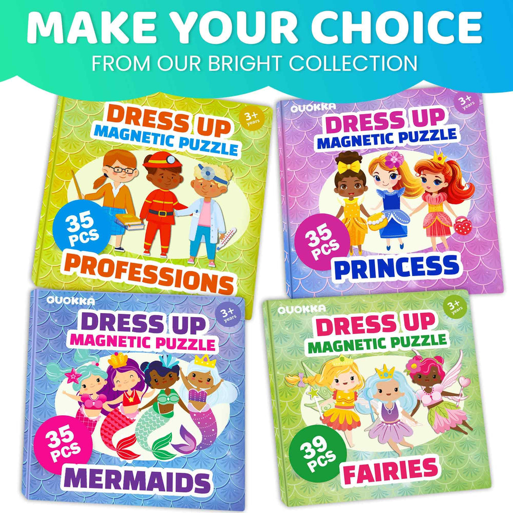 QUOKKA Magnetic Dress-Up Dolls – 35-Piece Creative Play Set for Travel, Storytelling, and Endless Outfits