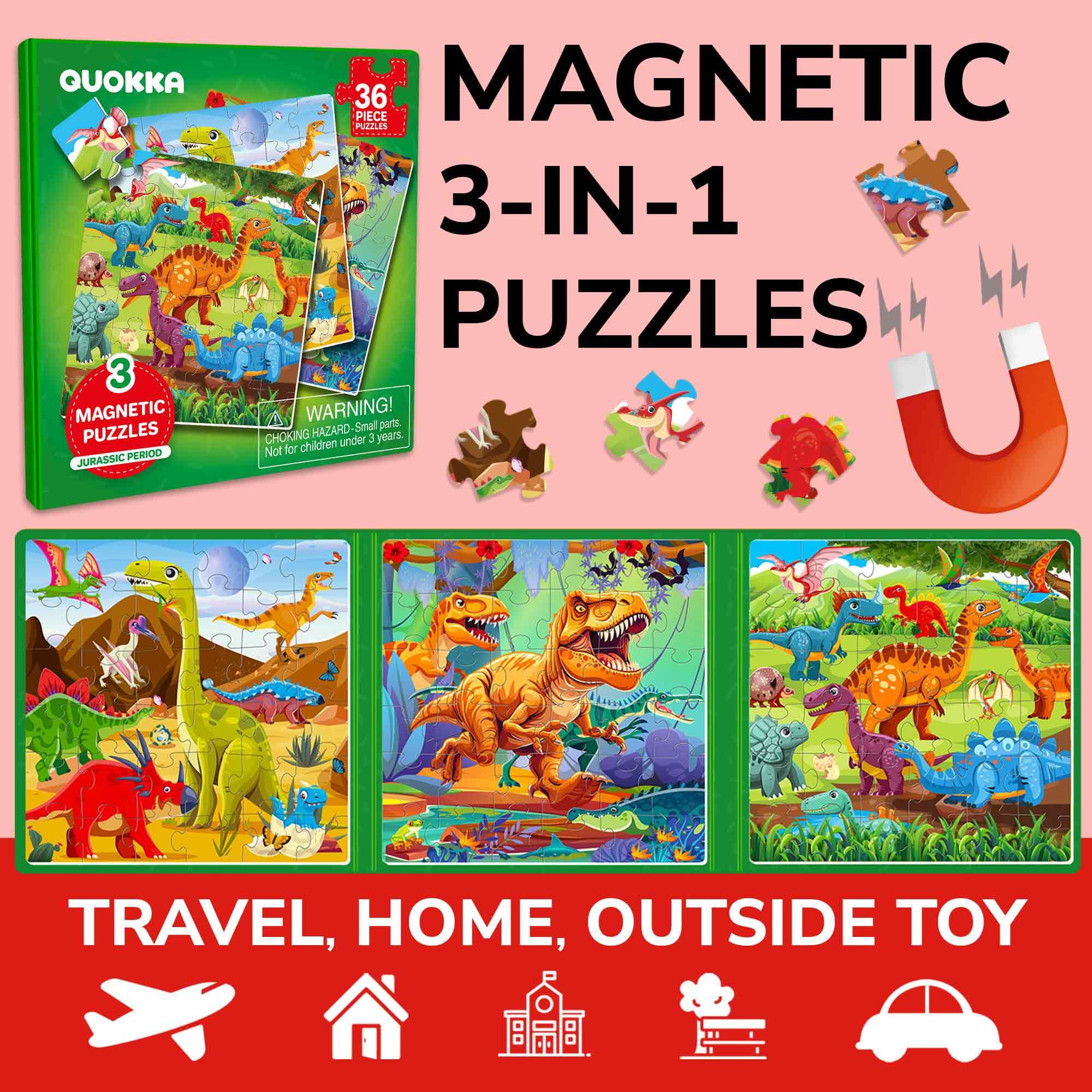 QUOKKA Magnetic Puzzle Book – 36-Piece Sudoku & Animal Magnets – Travel Toy for Kids Ages 3-5 – Screen-Free Road Trip Games