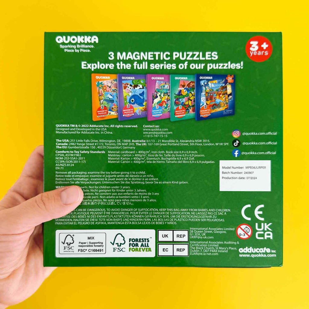 QUOKKA Magnetic Puzzle Book – 36-Piece Sudoku & Animal Magnets – Travel Toy for Kids Ages 3-5 – Screen-Free Road Trip Games
