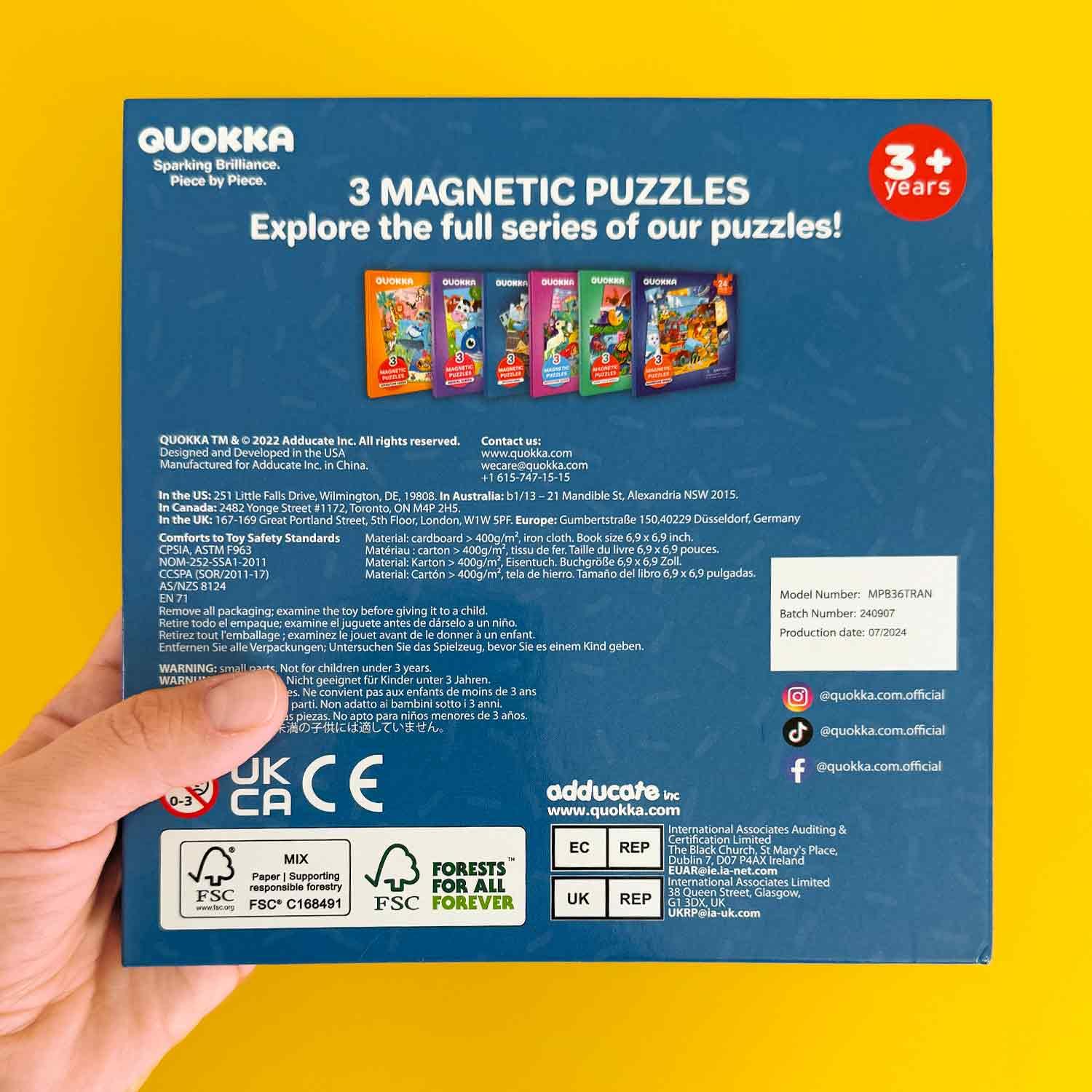 QUOKKA Magnetic Puzzle Book for Toddlers – 30+ Animal Magnets, Travel-Friendly 3-Panel Play Scene, Ages 3-6