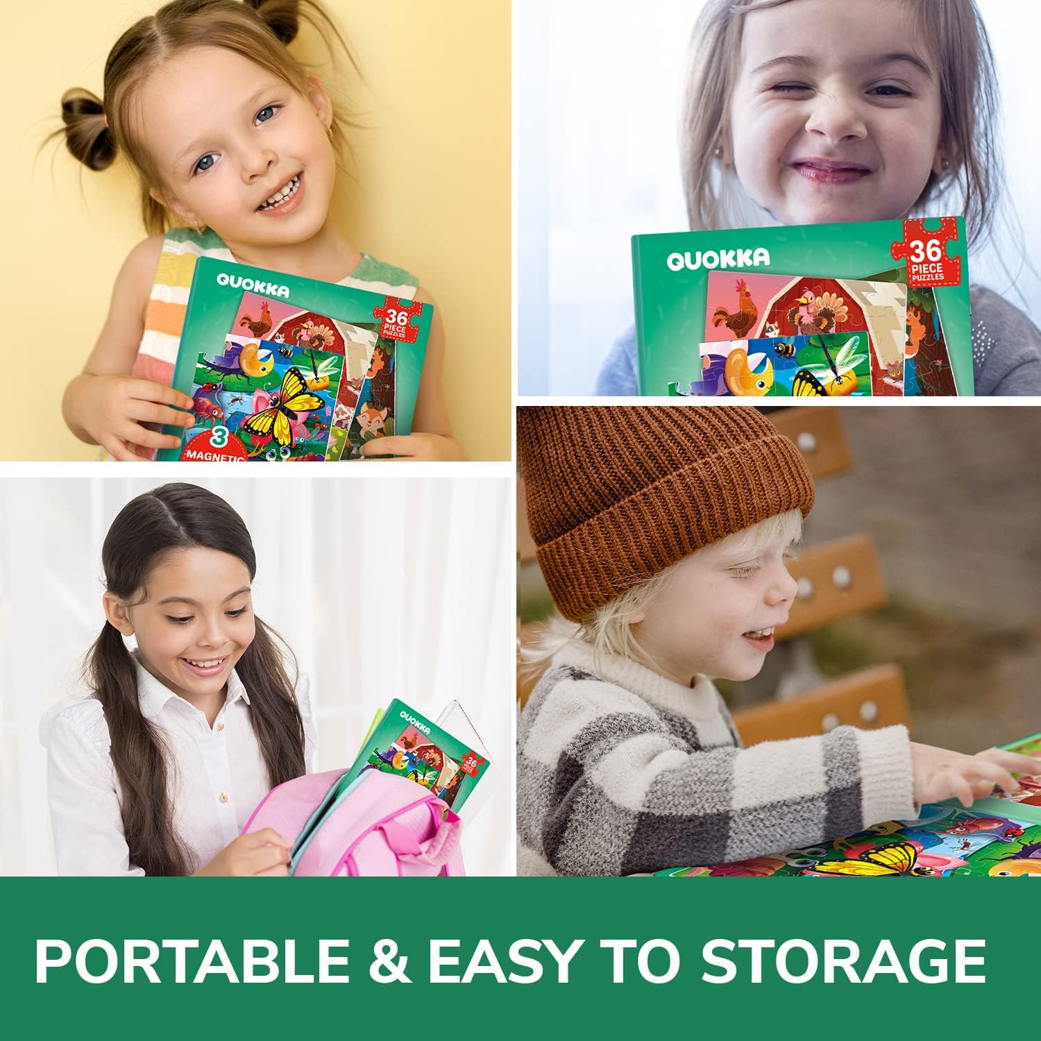QUOKKA Magnetic Puzzle Book for Toddlers – 36 Piece Animal Puzzles for Travel – Ages 2-6