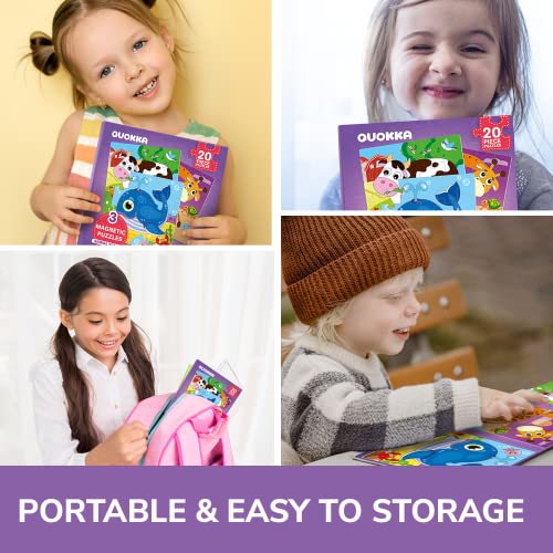 QUOKKA Magnetic Puzzles for Kids 1-5 – 20-Piece Animal Travel Game Book for Toddlers