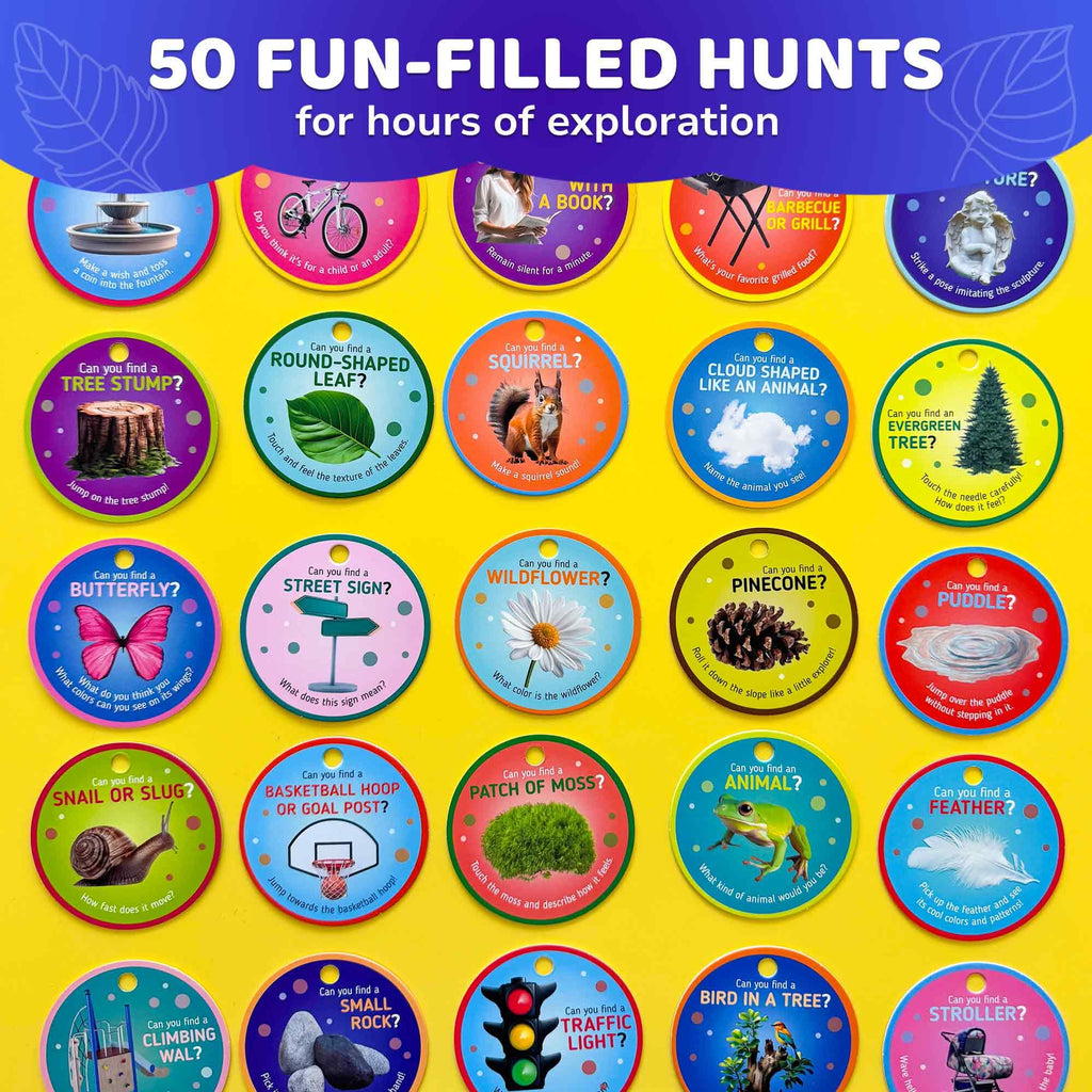QUOKKA Scavenger Hunt Game for Toddlers – 50 Challenge Cards with Storage Ring