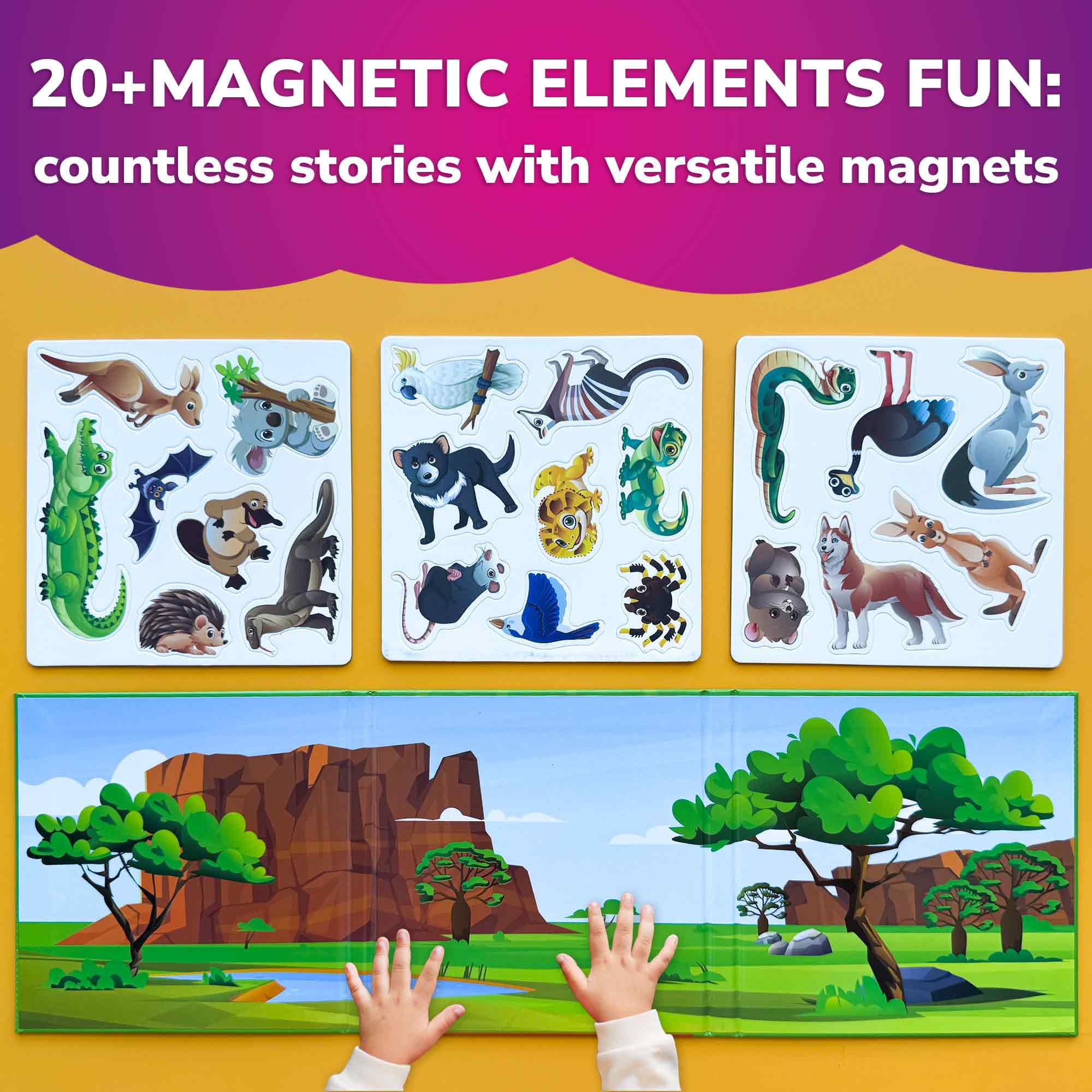 QUOKKA Travel Magnetic Puzzle Book – 20+ Animal Magnets, Extra-Long Play Scene, Perfect for Car & Plane Activities (Ages 1-5)
