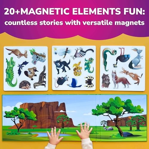 QUOKKA Travel Magnetic Puzzle Book – 20+ Animal Magnets, Extra-Long Play Scene, Perfect for Car & Plane Activities (Ages 1-5)