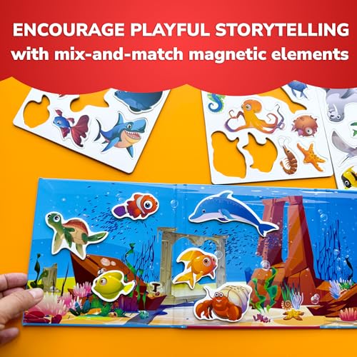 QUOKKA Travel Magnetic Puzzle for Toddlers – Sea Animal Magnets with Playbook – Fun Car Activity for Ages 1-5