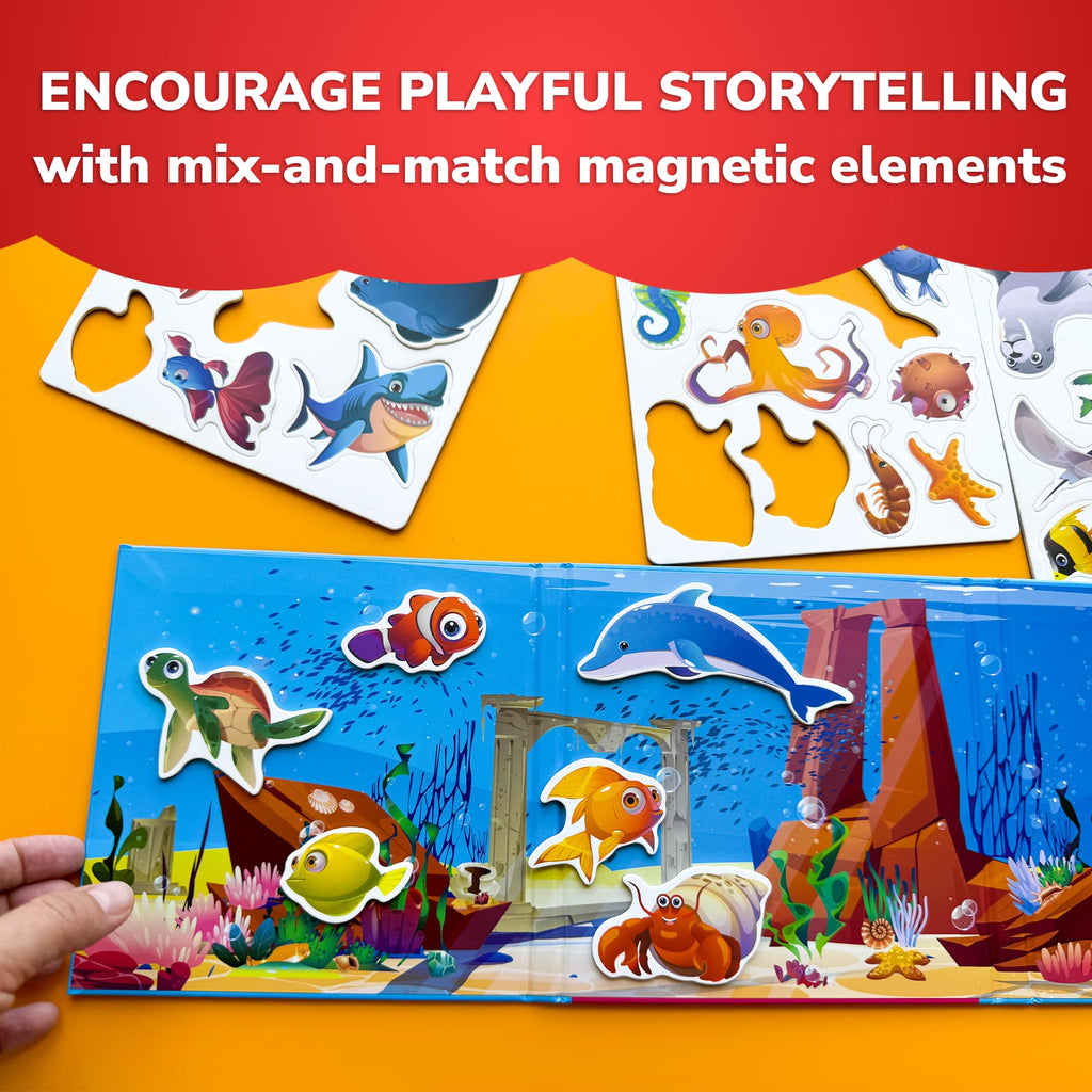QUOKKA Travel Magnetic Puzzle for Toddlers – Sea Animal Magnets with Playbook – Fun Car Activity for Ages 1-5