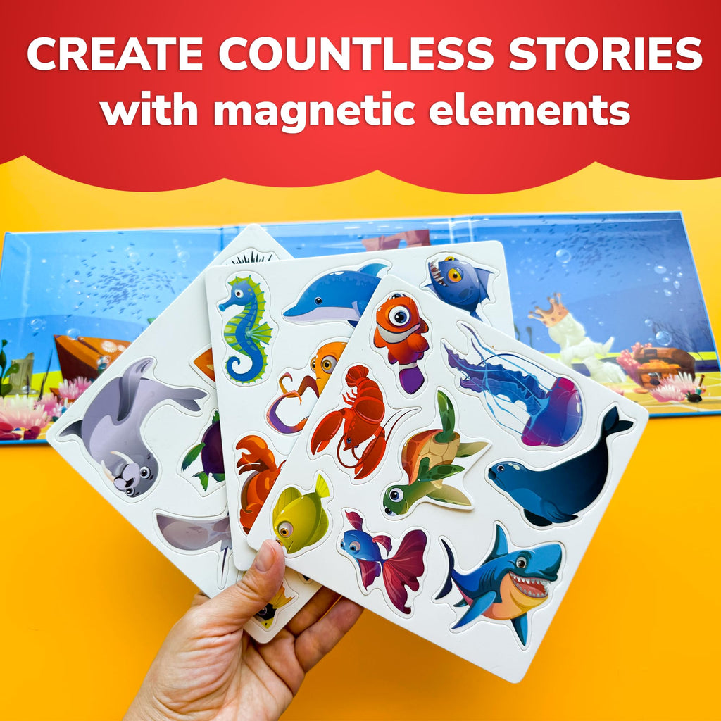 QUOKKA Travel Magnetic Puzzle for Toddlers – Sea Animal Magnets with Playbook – Fun Car Activity for Ages 1-5