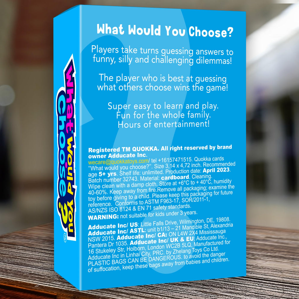 QUOKKA What Would You Choose Card Game – 500+ Family Trivia Questions for Ages 5+