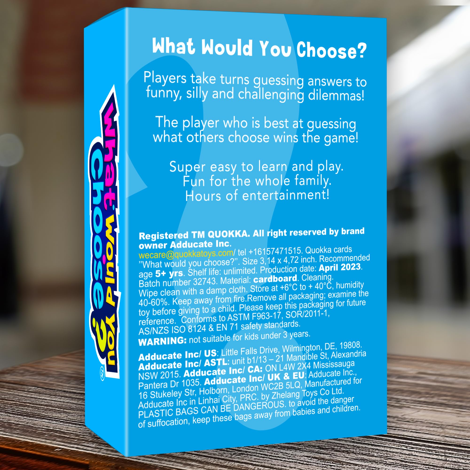 QUOKKA What Would You Choose Card Game – 500+ Family Trivia Questions for Ages 5+