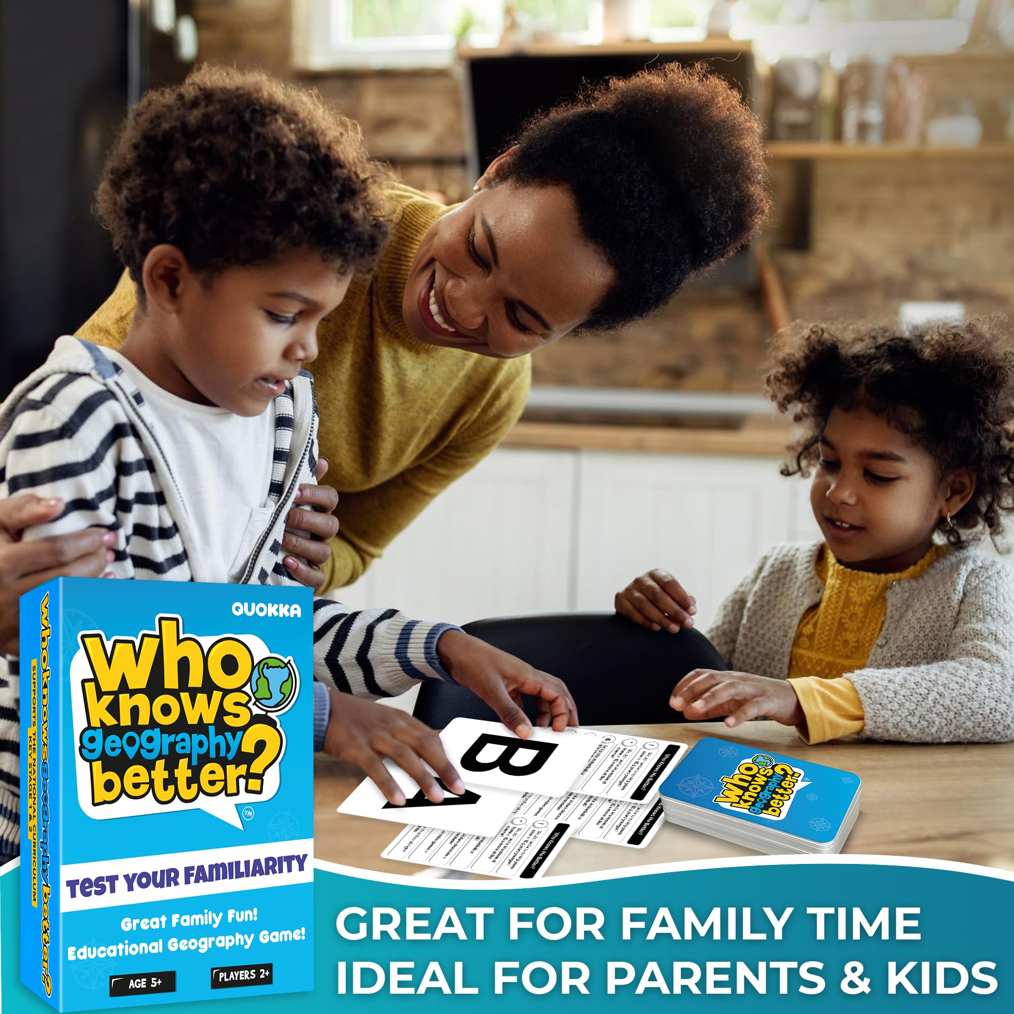 QUOKKA Who Knows Geography Better – 500+ Geography Trivia Cards for Family Game Night, Ages 8+