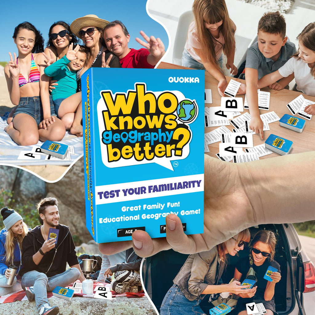 QUOKKA Who Knows Geography Better – 500+ Geography Trivia Cards for Family Game Night, Ages 8+